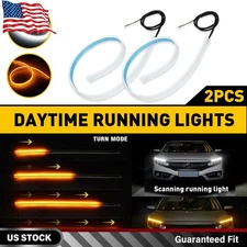 1set 24" LED DRL Light Sequential Amber Flexible Turn Signal Strip for Headlight