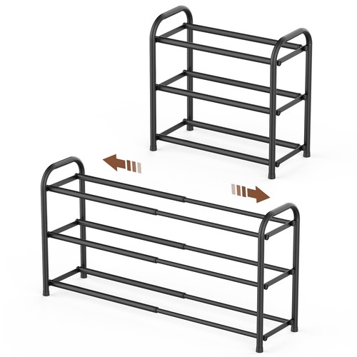 3-Tier Expandable Shoe Rack,Adjustable Shoe Shelf Storage Organizer Heavy Dut...