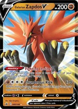 GALARIAN ZAPDOS V 080/198 CHILLING REIGN POKEMON (ULTRA RARE, NM)