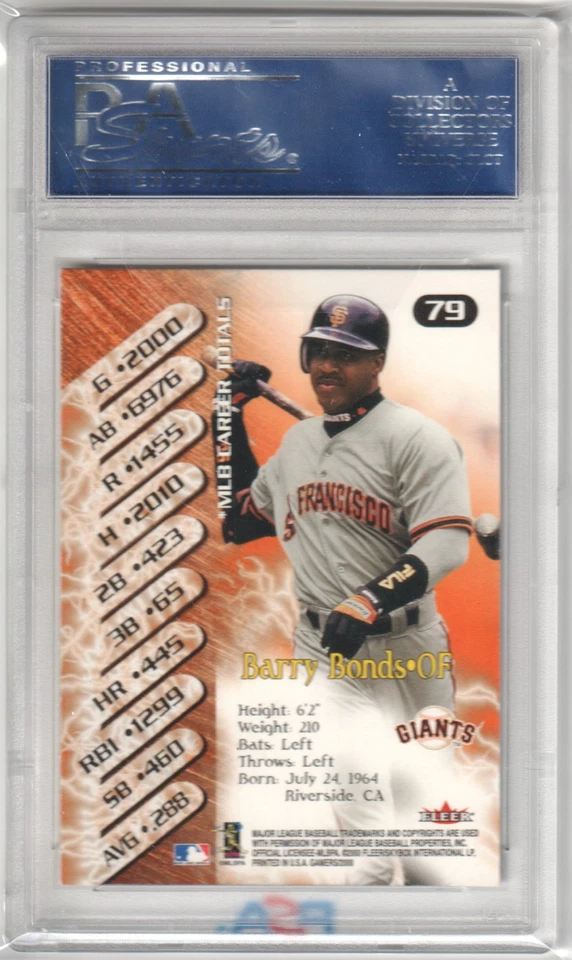 BARRY BONDS 2000 Fleer Gamers #79 PSA 10 GEM MINT - GIANTS Pop 18 - Image 2 of 2
