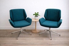 Pair of Boss Design Group Teal Swivel Chairs – Designer Office / Dining Chairs
