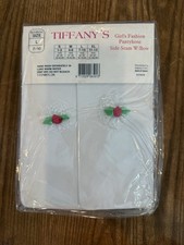 Girl's Size L 7-10 Fashion Pantyhose Side Seam W/Bow White - A0121