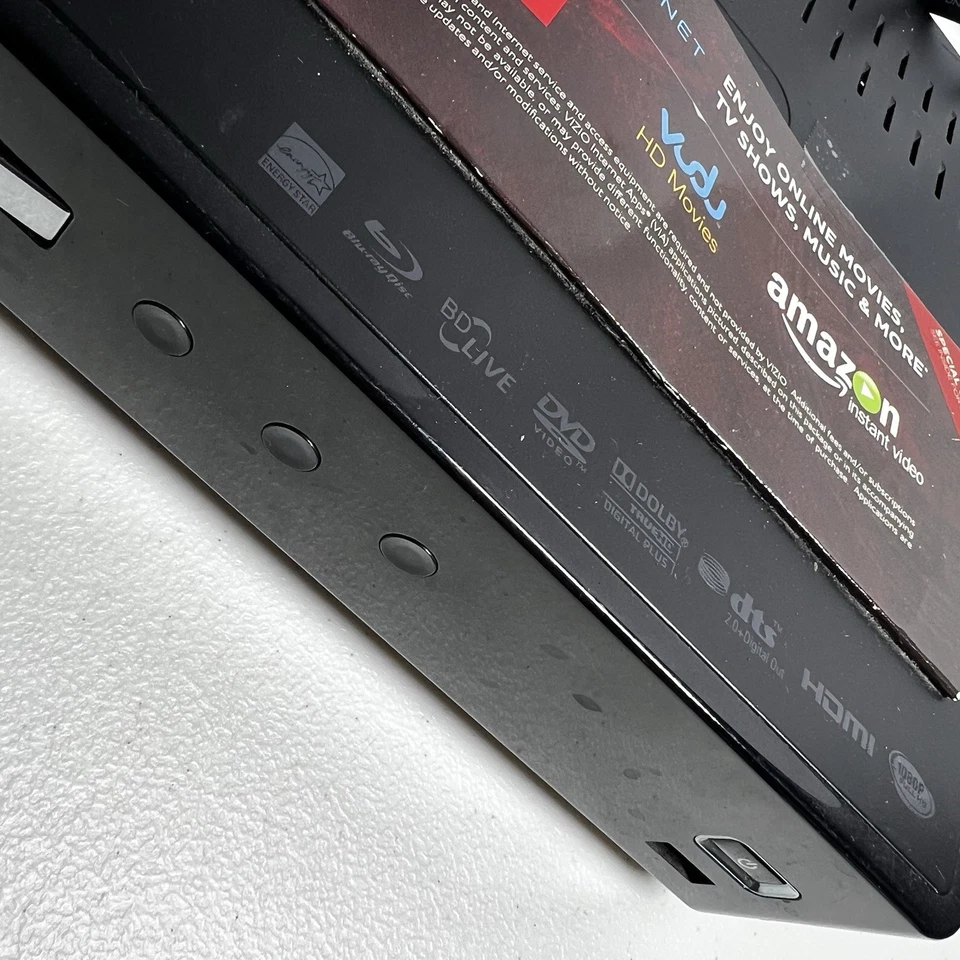 Reproductor de discos DVD/Blu Ray Vizio VBR120 negro 1080p Wi-Fi probado funciona sin control remoto Foto 4 de 4