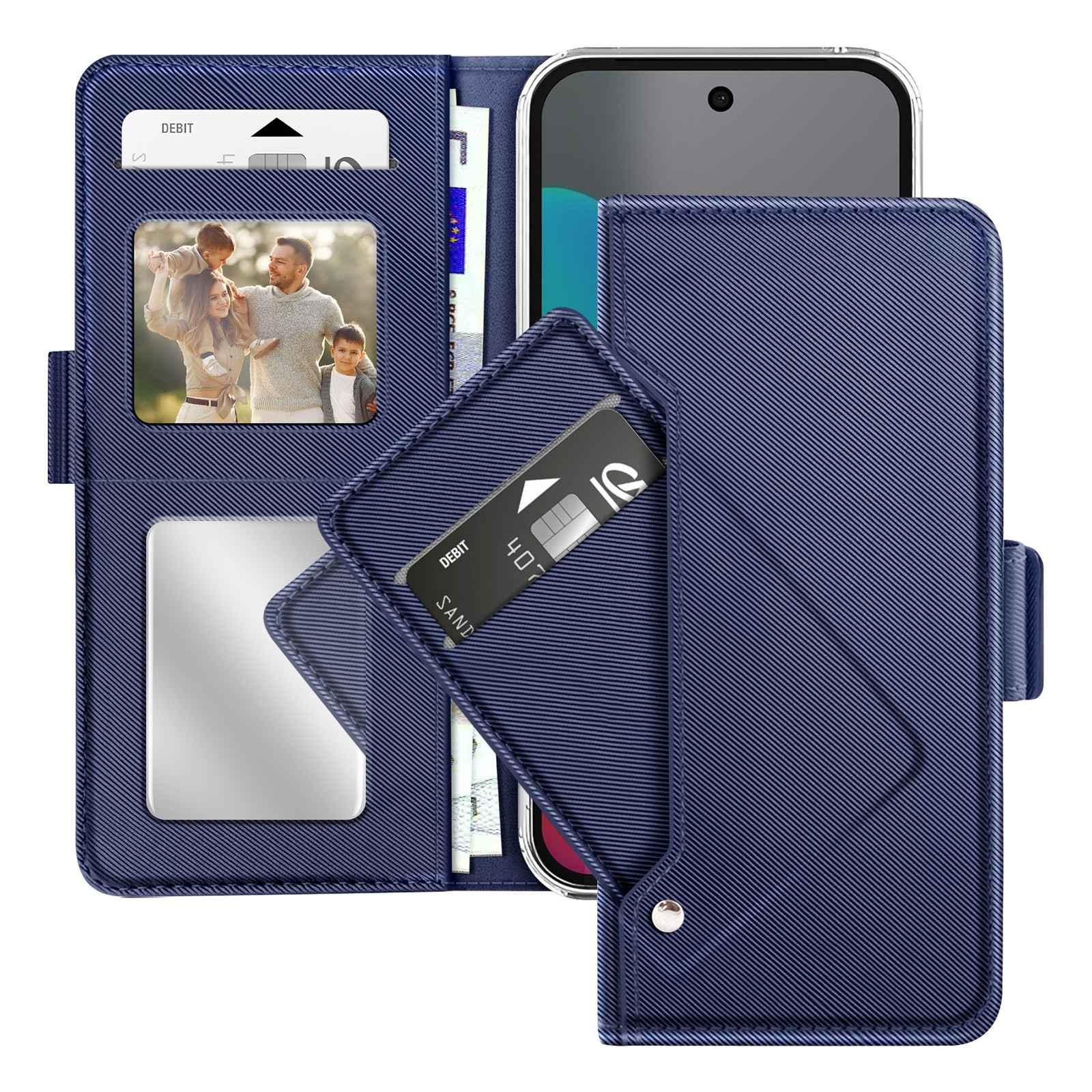 Étui portefeuille Pixel 10 en cuir premium avec miroir de courtoisie