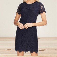 Vince Camuto Lace Lined Dress Sz 10 Women Midnight Blue Lined Above Knee Length