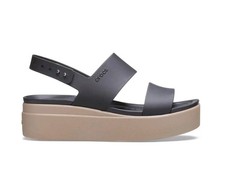Crocs Women's Size 7 Black/Mushroom Brooklyn Low Wedge Sandals 206453