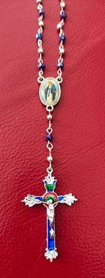 Handmade Glas Rosenkranz Dunkelblau
