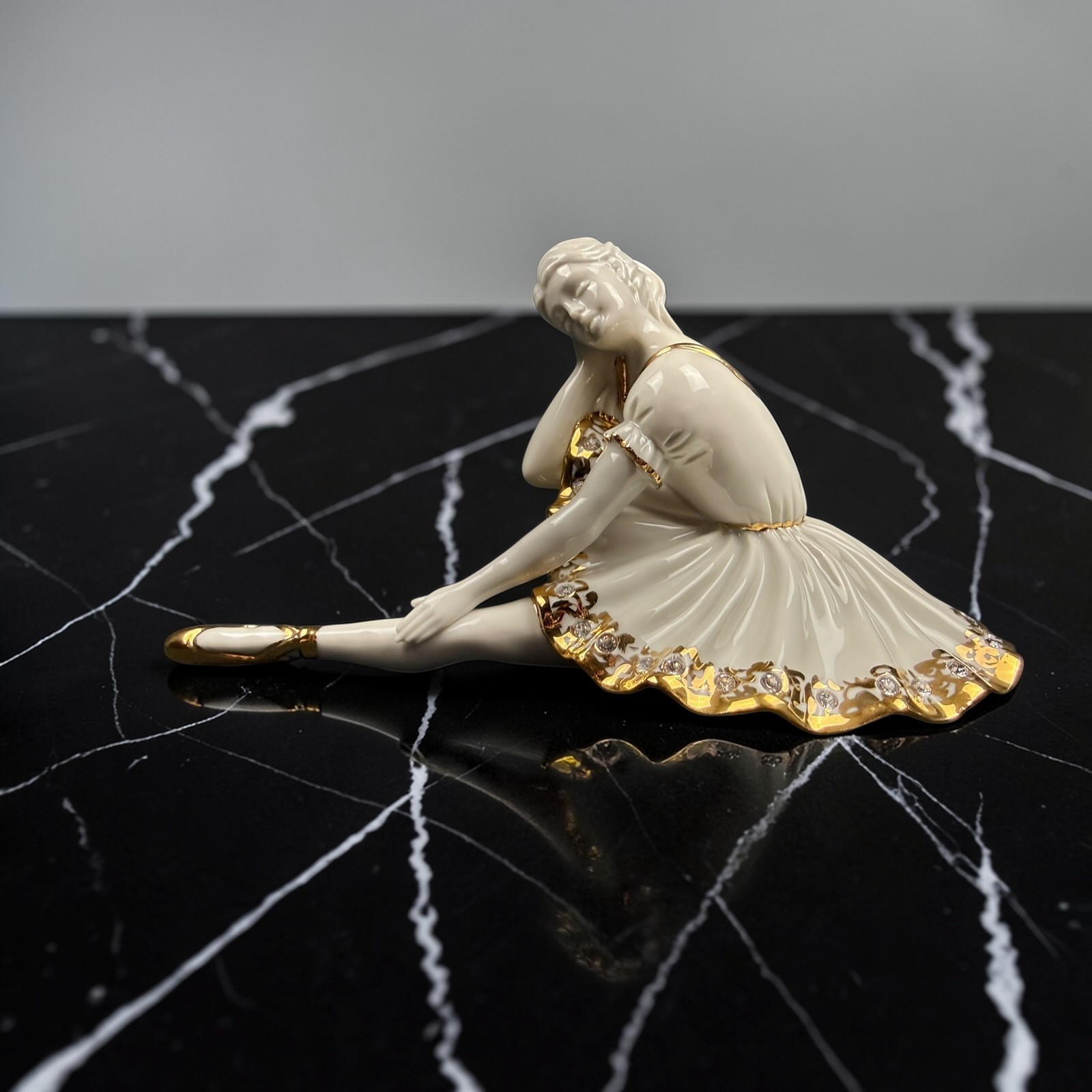 Figura Bailarina RG Porcellane Capodimonte Limoges Oro Blanco Swarovski Italia