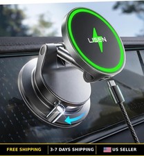 15W Magsafe Car Charger, Wireless Magnetic Car Mount, Suction Phone Holder