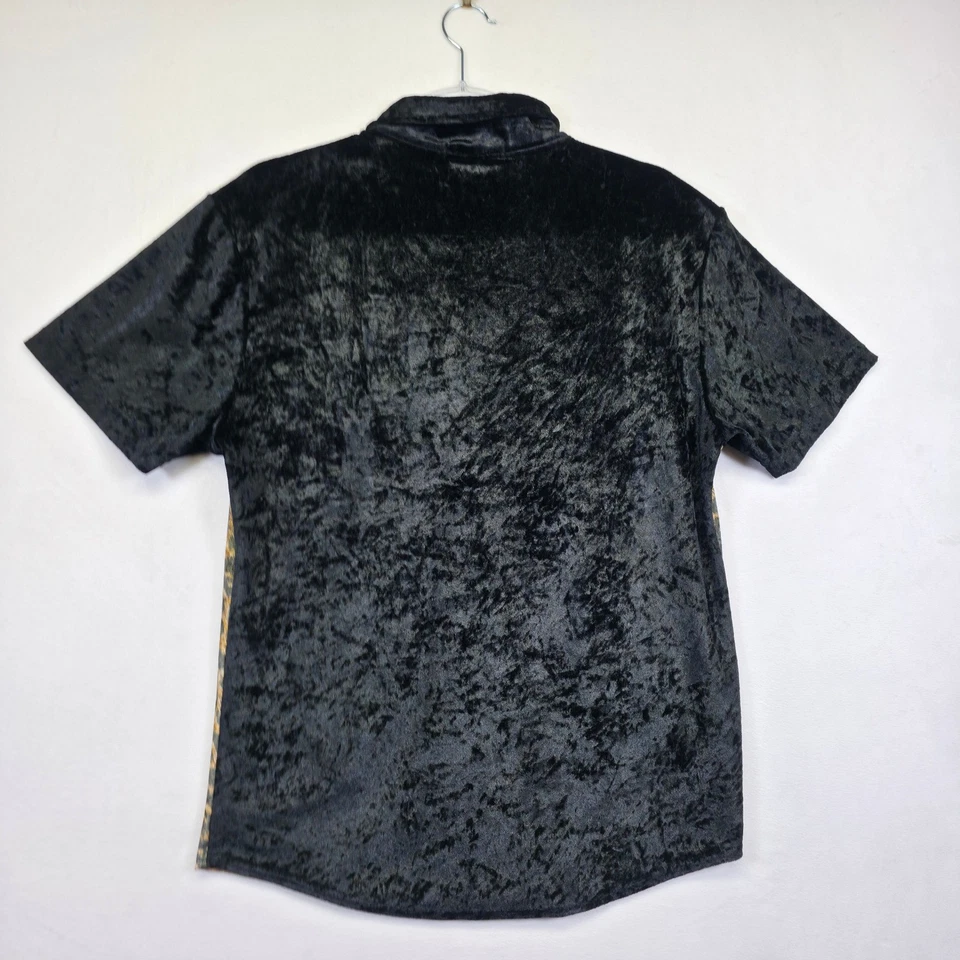 YMLA Shirt Mens L Brown Black M Leopard Print Velvet Y2K 90s Statement Vintage - Image 3 of 4