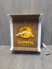 VTG 1970s Olympia Beer Lighted Waterfall Clock Sign Game Room Man Cave Oly Hamms