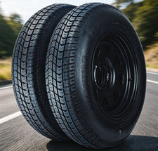 Trailer Tires 2 Pack St20575d15 Black Wheels 15 Rims 5 Lug On 4.5 Tires Trailer Tires 2 Pack St20575d15 Black Wheels 15 Rims 5 Lug On 4.5 Tires