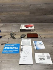 Nintendo DS Lite Console Crimson Red Black with Stylus Box Manual READ !!!!!!