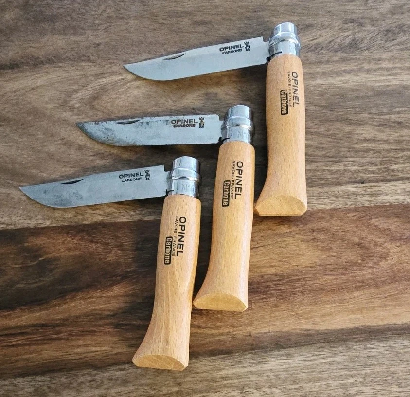 Lote de 3 Cuchillos Plegables Opinel Nº8 Acero al Carbono Fabricados en Francia Foto 2 de 4