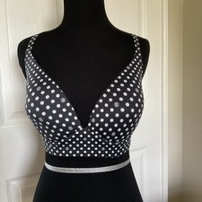 Victoria's Secret Pullover Lightly Lined Plunge Bra 34DD Polka Dot