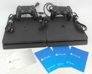 2 PS4 PlayStation 4 Slim CUH 2015A Consoles w PS HDMI USB & 2 Controllers P/R