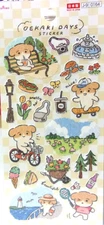 DAISO Animal Dog Walking Picnic Sticker Sheet Made in Japan