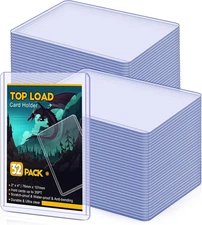 32 Count Top Load Card Holder,  35PT Topload Card Protector, 3" X 4" Hard Plasti