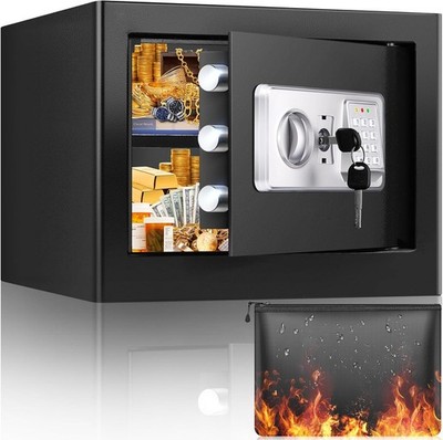 Feuersicheres 22 L Geldtresor mit Alarm, Wandmontage und  Geldbörse