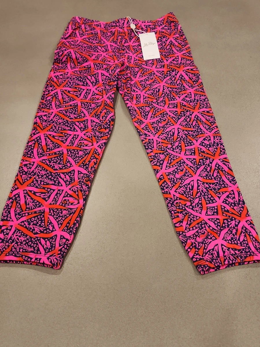 Nuevo con etiquetas Pantalón Lilly Pulitzer Mini Mallie Terry Fruta de la Pasión Rosa Estrella Búsqueda 6-7