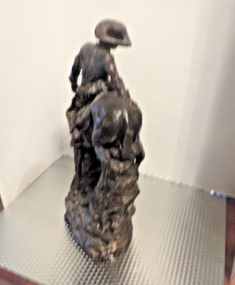 AUSTIN PRODUCTIONS 1970s Sculpture Bronze Tone Vintage Cowboy on