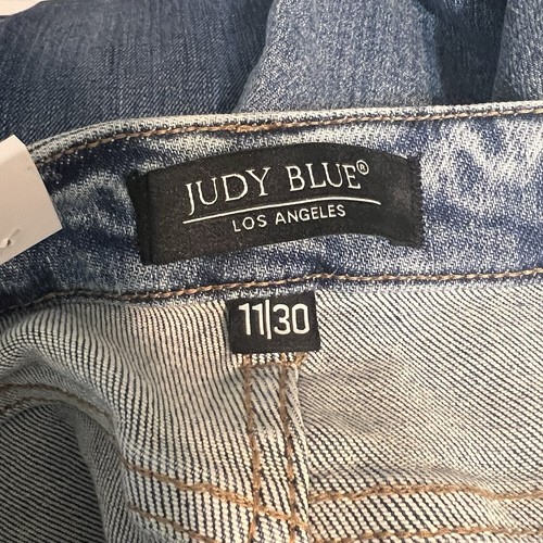 Jeans Judy Azul Cintura Alta Acampanado Calce Envejecido Talla 11 | 30 Elastizados NUEVO - Imagen 7 de 18
