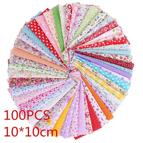 100 Stück Stoffe Baumwolle Baumwollstoff DIY Baumwolltuch Stoffreste Stoffpakete - Bild 3 von 12