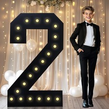 4FT Marquee Light Up Numbers 2, Easy to Assemble Black Marquee Number