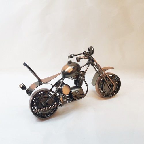 Vintage Handmade Metal Motorcycle Sculpture Iron Art Bike Model Home Bar Decor - Picture 15 of 24