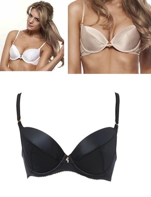:RRP £28 BNWT Gossard Superboost Satin Plunge Bra (5771) Black, White or Nude