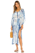 NEW Revolve Michael Stars Nicole Tie Dye Caftan in Blue Swim Coverup MSRP $78