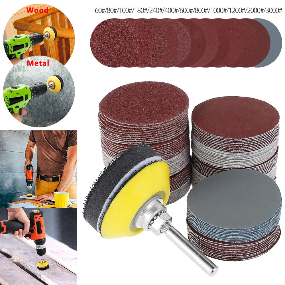 120Pcs 2 Inch Sanding Discs Pad Kit 60 3000Grit Hook Loop Sander