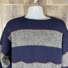 Vintage Polo Ralph Lauren Sweater Mens Large 100 Wool Cable Knit Blue Gray Nice