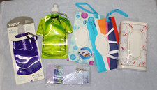New: 3 refillable portable baby wipes containers, 2 waterbottles, and 1 notepad