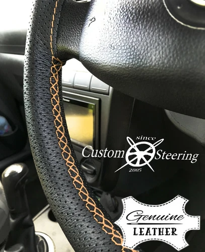 BEIGE STITCH SOFT PERFORATED LEATHER STEERING WHEEL COVER FOR VOLVO C30 06-13