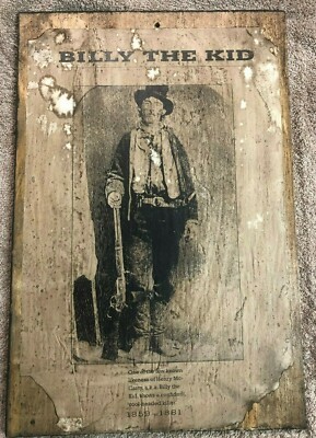 Henry McCarty A.K.A. Billy The Kid  -Wooden Plaque 18''X 12''  sign Western 