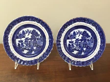 R & D Redfern Drakeford Balmoral FLOW BLUE WILLOW Bread & Butter Plate ~ Pair 