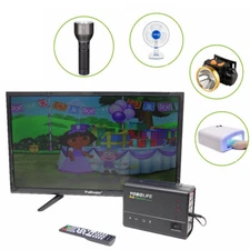 Solar Panel Power Generator Kit Battery Pack Power Station w/ 4 Bulbs Portable