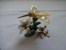 Vintage Kingfisher Metal with Enamel and Diamante Height 6 cm x 8.5 cm