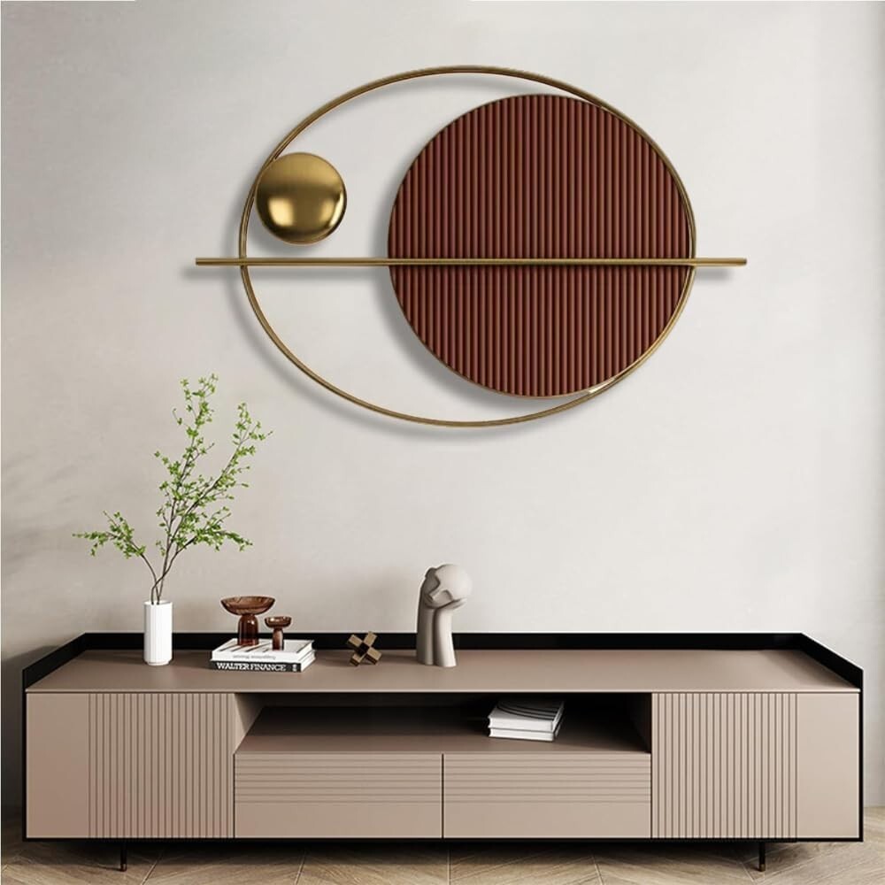 Gold Metal Wall Decor Art Wall Hanging Home Decorations Modern Round