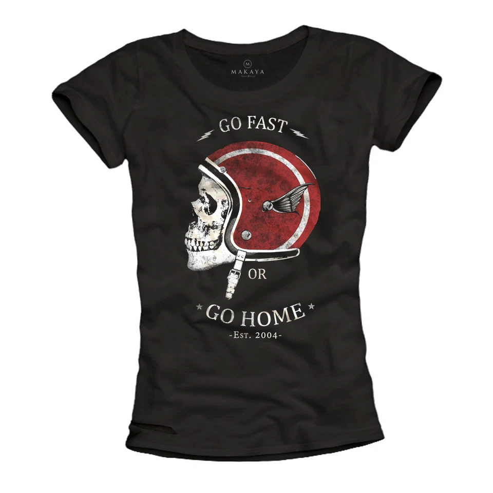 Motorradbekleidung für Frauen Biker T-Shirt Motorradhelm Skull schwarz S-L - Bild 1 von 1