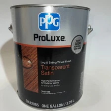 PPG ProLuxe Log & Siding Wood Finish Transparent Satin Teak 085, 1 Gallon.