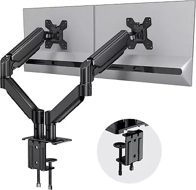 HFTEK Dual Monitor Stand,Desk-Monitor Arms for Two 13-32 Inch Monitors with C Clamp