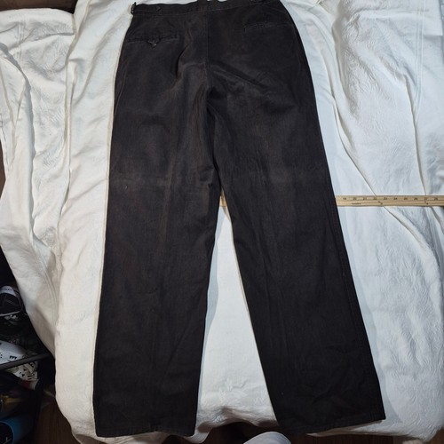 VTG POLO CINCH WAIST CHINO PANTS PLEATED FRONT DARK BROWN MADE IN USA 33/36x32 - Picture 12 of 16