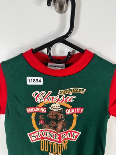 Vtg Trend Basics Toddler Boys Stone Bay Outdoors Gear Sweatshirt Green Red Sz 3T - Picture 7 of 13