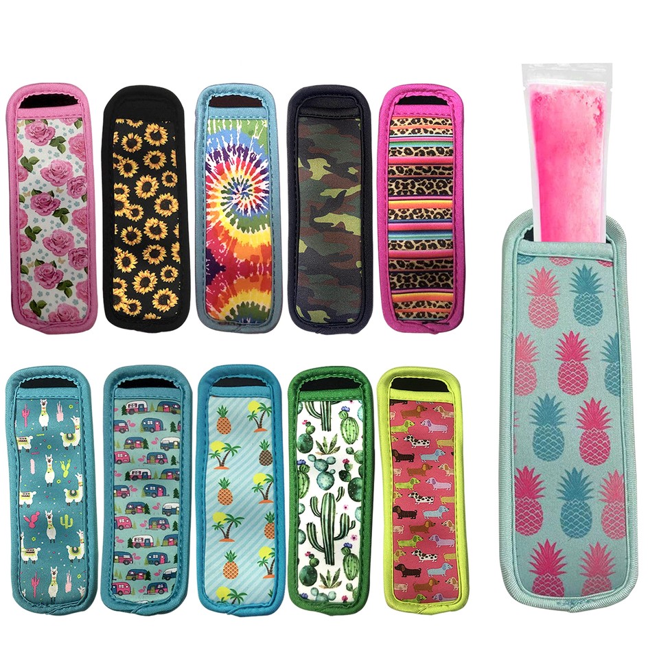 Kids Popsicle Cover Freezer Bags Colorful Reusable Holders Flexible Ice