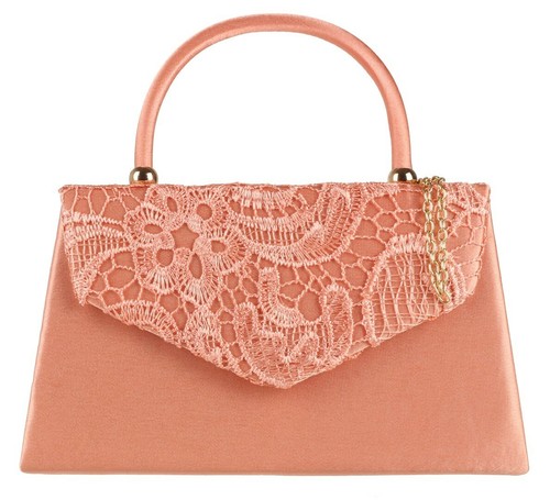 Women Lace Satin Flap Handle Clutch Bag Wedding Party Night Out - Picture 7 of 16
