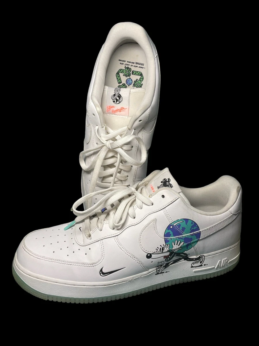 Size 14 - Nike Air Force 1 Low Flyleather QS x Steven Harrington Earth Day White