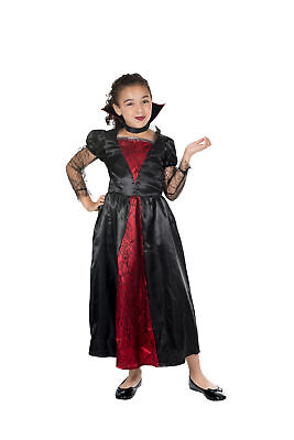 Vampiress Costume Girls Little Vampire Childs Halloween Fancy Dress Scary Vamp 
