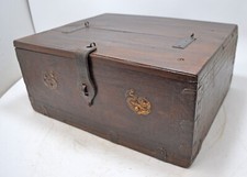 Antique Wooden Storage Chest Box Original Old Hand Crafted Brass Fitted